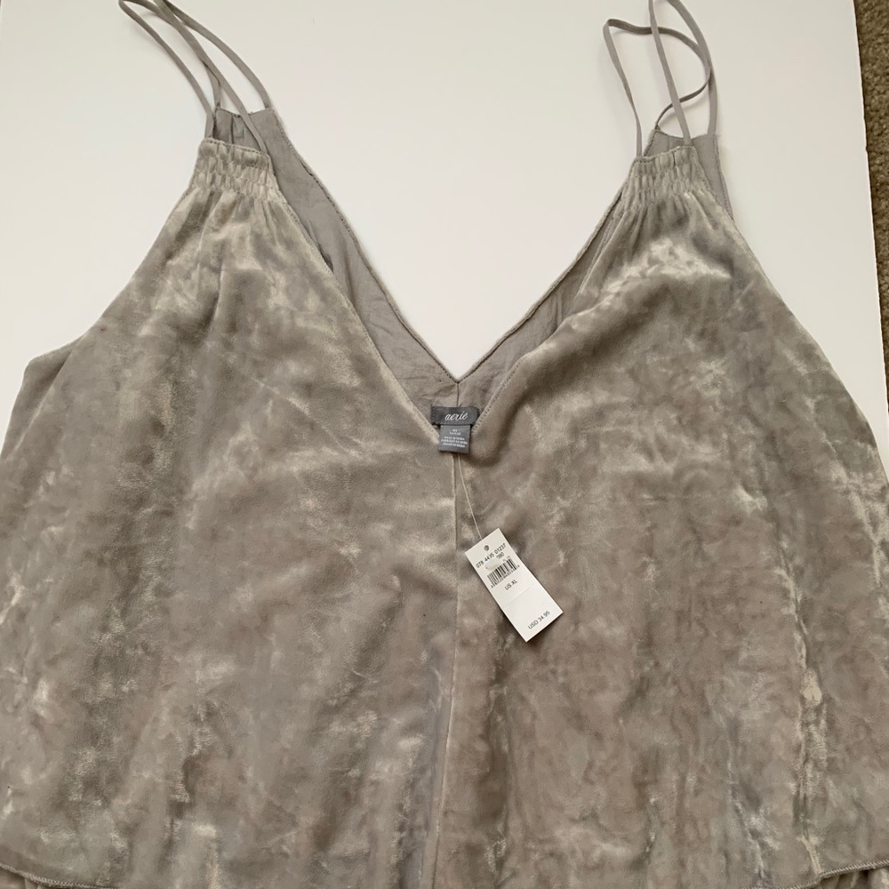 Grey velvet tank top